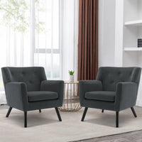 Fauteuil en velours capitonné, lot de 2 - 30,71 H x 28,35 L x 27,56 P