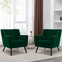 Fauteuil en velours capitonné, lot de 2 - 30,71 H x 28,35 L x 27,56 P