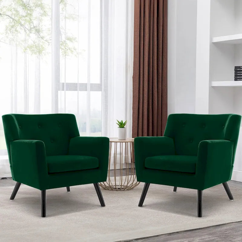 Fauteuil en velours capitonné, lot de 2 - 30,71 H x 28,35 L x 27,56 P
