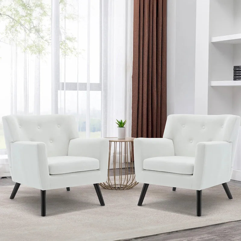 Fauteuil en velours capitonné, lot de 2 - 30,71 H x 28,35 L x 27,56 P
