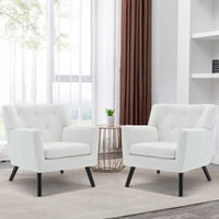 Fauteuil en velours capitonné, lot de 2 - 30,71 H x 28,35 L x 27,56 P
