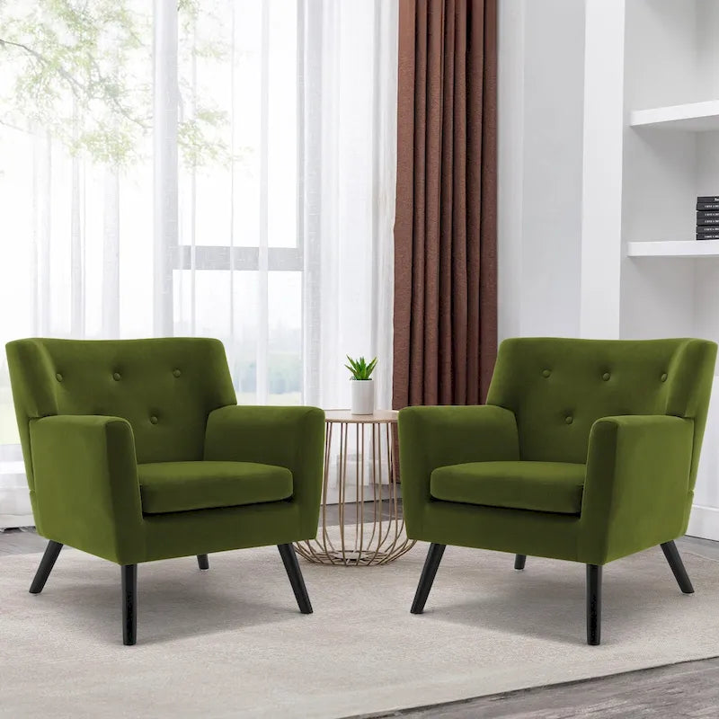 Fauteuil en velours capitonné, lot de 2 - 30,71 H x 28,35 L x 27,56 P