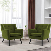 Fauteuil en velours capitonné, lot de 2 - 30,71 H x 28,35 L x 27,56 P