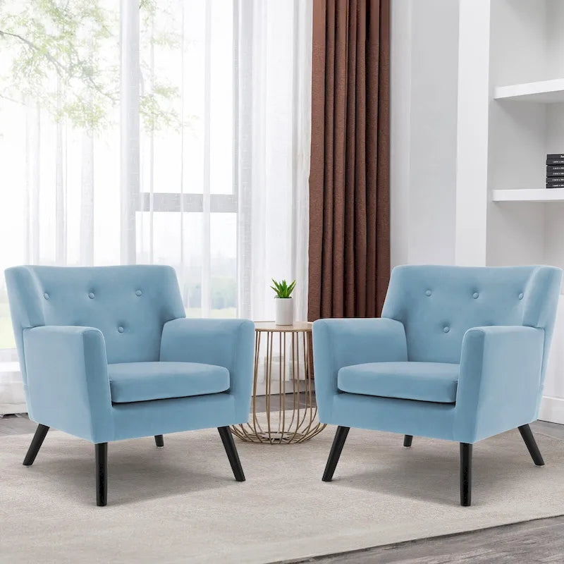 Fauteuil en velours capitonné, lot de 2 - 30,71 H x 28,35 L x 27,56 P