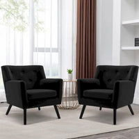 Fauteuil en velours capitonné, lot de 2 - 30,71 H x 28,35 L x 27,56 P