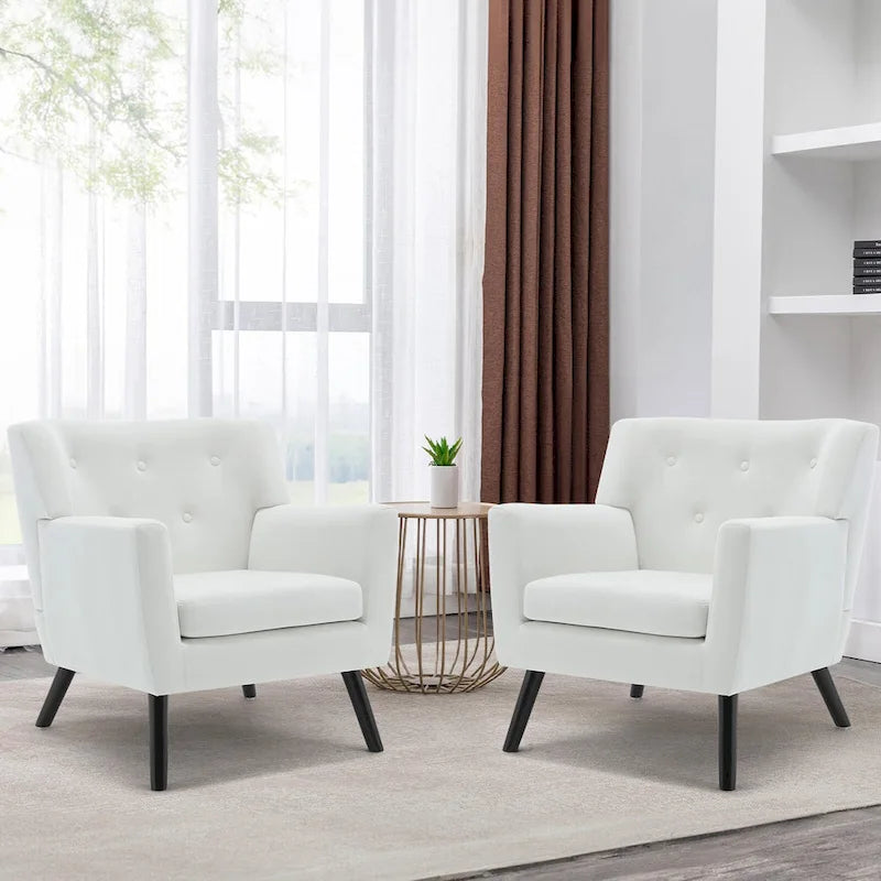 Fauteuil en velours capitonné, lot de 2 - 30,71 H x 28,35 L x 27,56 P