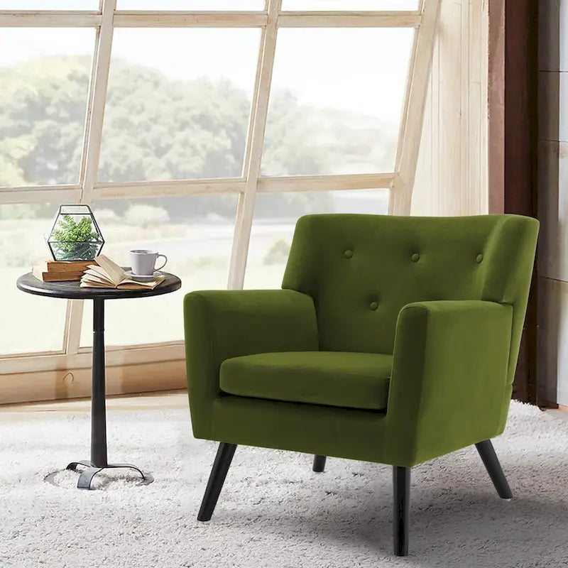Fauteuil en velours capitonné, lot de 2 - 30,71 H x 28,35 L x 27,56 P