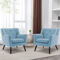 Fauteuil en velours capitonné, lot de 2 - 30,71 H x 28,35 L x 27,56 P