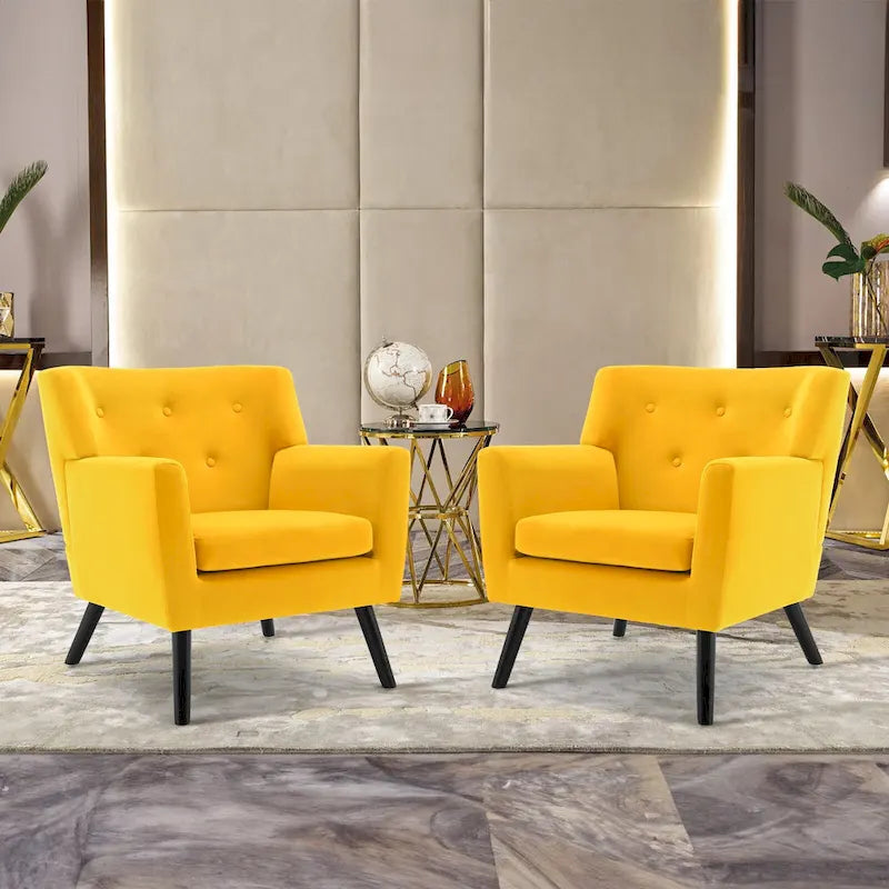 Fauteuil en velours capitonné, lot de 2 - 30,71 H x 28,35 L x 27,56 P