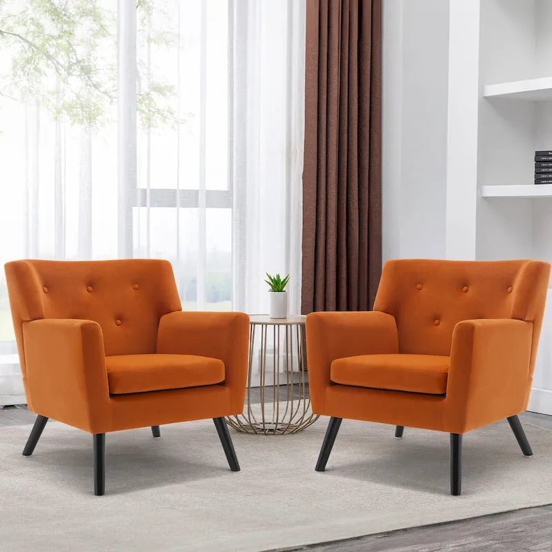 Fauteuil en velours capitonné, lot de 2 - 30,71 H x 28,35 L x 27,56 P