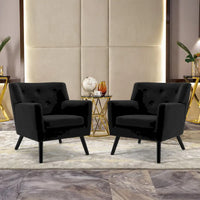 Fauteuil en velours capitonné, lot de 2 - 30,71 H x 28,35 L x 27,56 P