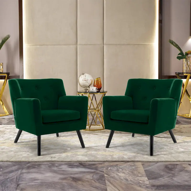 Fauteuil en velours capitonné, lot de 2 - 30,71 H x 28,35 L x 27,56 P