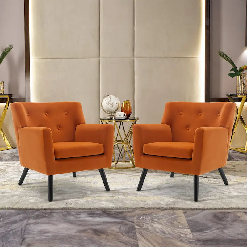 Fauteuil en velours capitonné, lot de 2 - 30,71 H x 28,35 L x 27,56 P