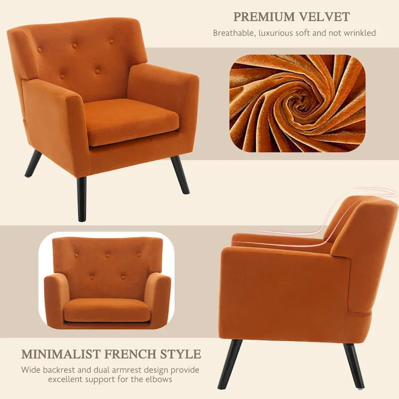 Fauteuil en velours capitonné, lot de 2 - 30,71 H x 28,35 L x 27,56 P
