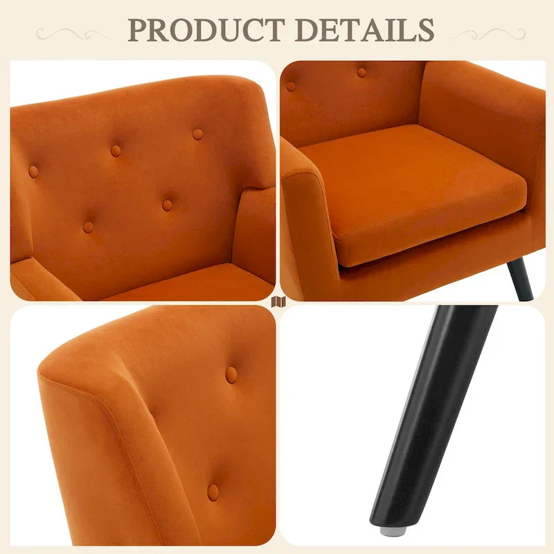 Fauteuil en velours capitonné, lot de 2 - 30,71 H x 28,35 L x 27,56 P