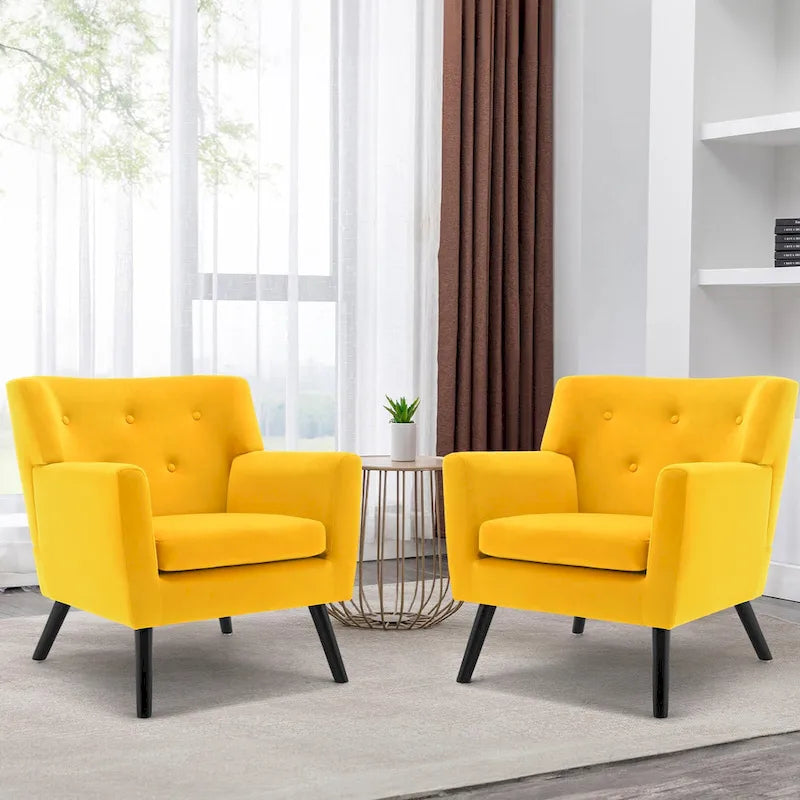 Fauteuil en velours capitonné, lot de 2 - 30,71 H x 28,35 L x 27,56 P