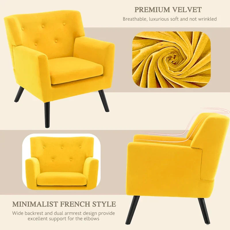 Fauteuil en velours capitonné, lot de 2 - 30,71 H x 28,35 L x 27,56 P