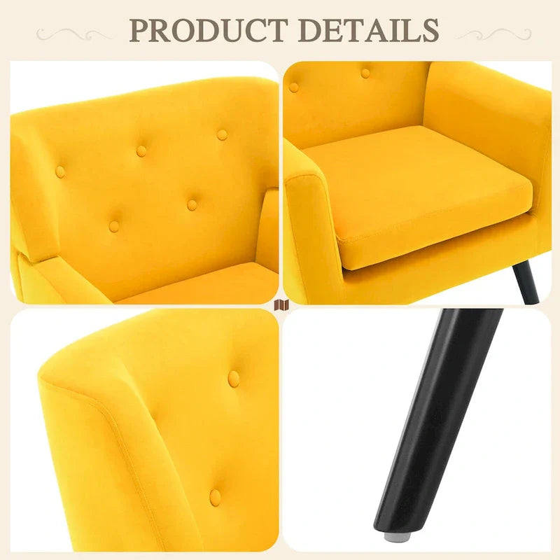 Fauteuil en velours capitonné, lot de 2 - 30,71 H x 28,35 L x 27,56 P