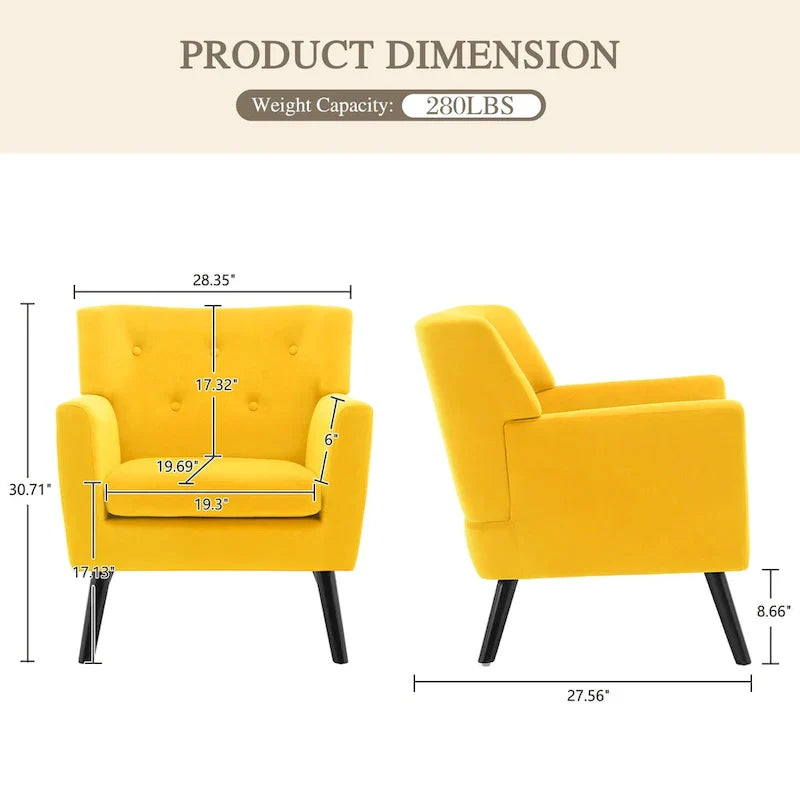 Fauteuil en velours capitonné, lot de 2 - 30,71 H x 28,35 L x 27,56 P