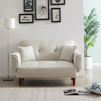 Canapé-lit multifonctionnel avec 2 oreillers en tissu beige