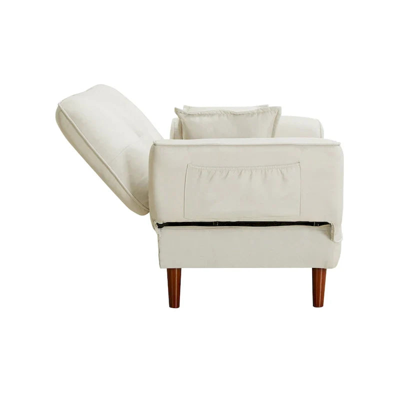 Canapé-lit multifonctionnel avec 2 oreillers en tissu beige