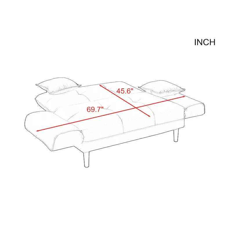 Canapé-lit multifonctionnel avec 2 oreillers en tissu beige
