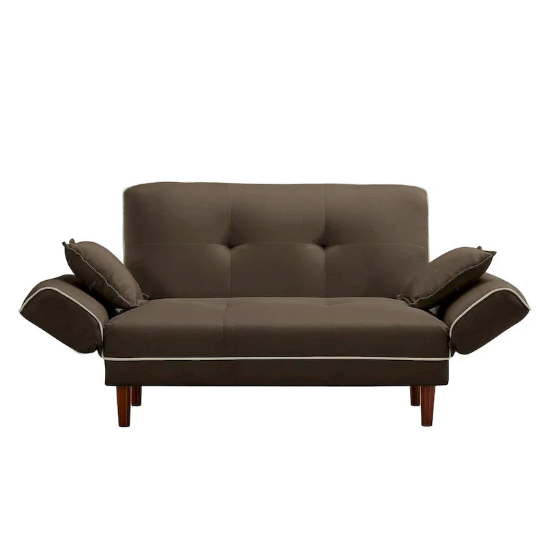 Canapé-lit multifonctionnel avec 2 oreillers en tissu beige