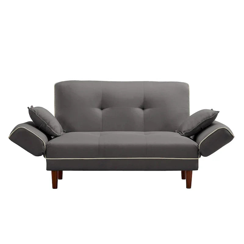 Canapé-lit multifonctionnel avec 2 oreillers en tissu beige