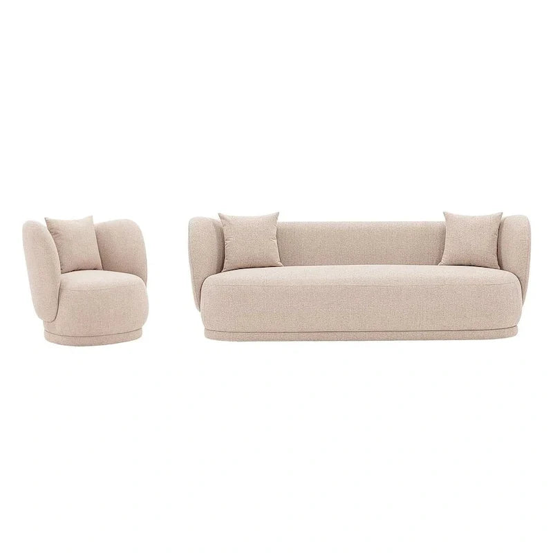 Manhattan Comfort Ensemble canapé Siri contemporain et fauteuil d'appoint avec coussins