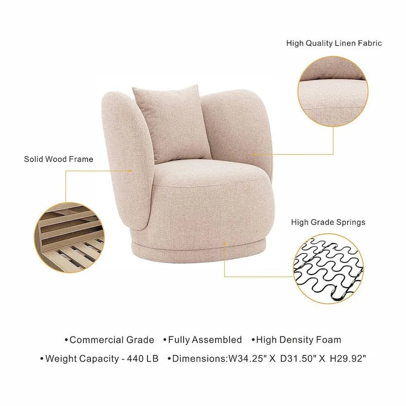 Manhattan Comfort Ensemble canapé Siri contemporain et fauteuil d'appoint avec coussins