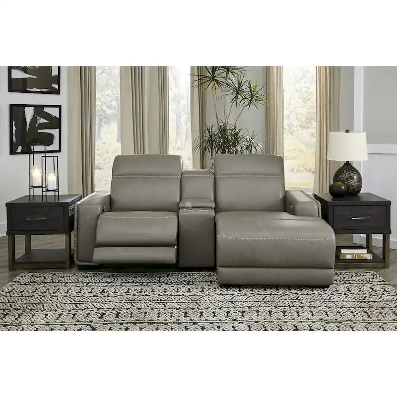 Signature Design by Ashley Correze Gray – Canapé d'angle inclinable électrique 3 places avec méridienne – 88 larg. x 65 prof. x 33 haut.