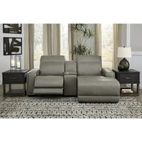 Signature Design by Ashley Correze Gray – Canapé d'angle inclinable électrique 3 places avec méridienne – 88 larg. x 65 prof. x 33 haut.