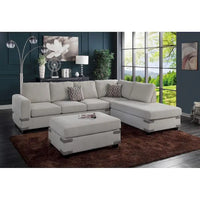 Poundex Ensemble de canapé sectionnel 3 pièces en tissu avec ottoman