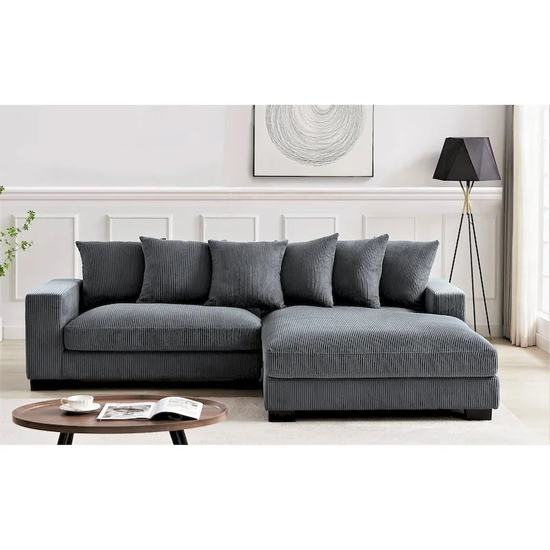 Us Pride Furniture Payan - Canapé sectionnel en L en velours côtelé de 102,4 po de large