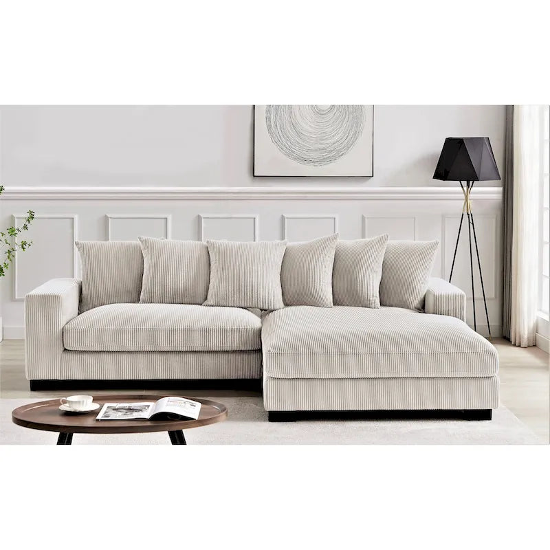 Us Pride Furniture Payan - Canapé sectionnel en L en velours côtelé de 102,4 po de large