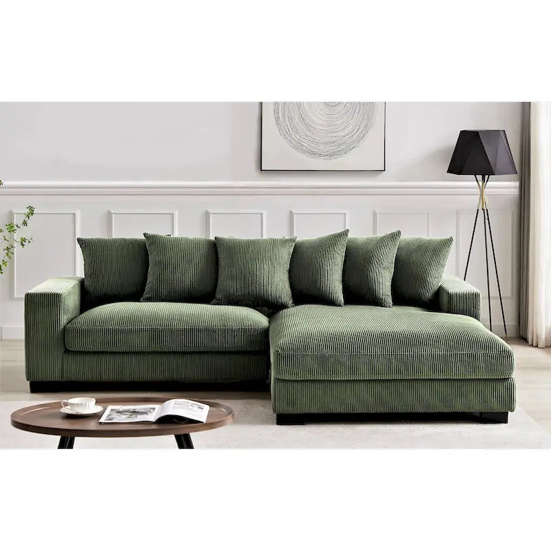 Us Pride Furniture Payan - Canapé sectionnel en L en velours côtelé de 102,4 po de large