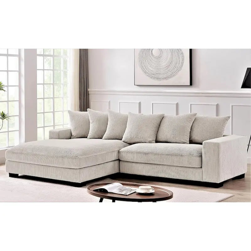 Us Pride Furniture Payan - Canapé sectionnel en L en velours côtelé de 102,4 po de large