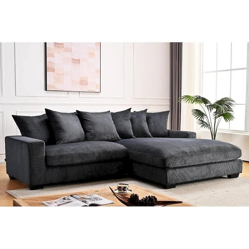 Us Pride Furniture Payan - Canapé sectionnel en L en velours côtelé de 102,4 po de large
