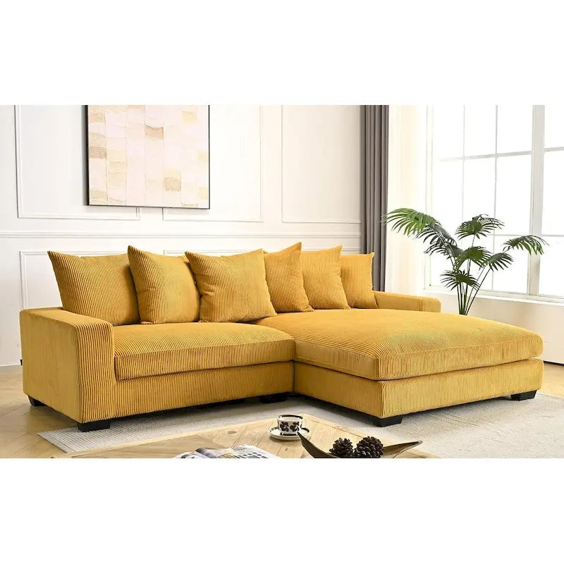 Us Pride Furniture Payan - Canapé sectionnel en L en velours côtelé de 102,4 po de large