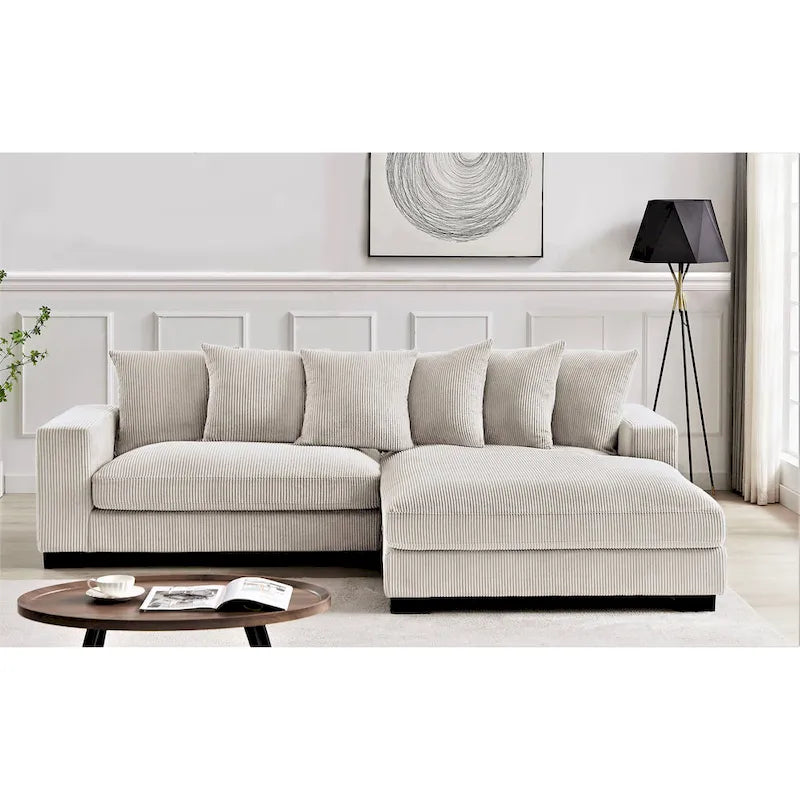 Us Pride Furniture Payan - Canapé sectionnel en L en velours côtelé de 102,4 po de large