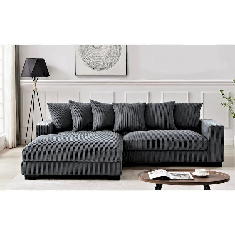 Us Pride Furniture Payan - Canapé sectionnel en L en velours côtelé de 102,4 po de large