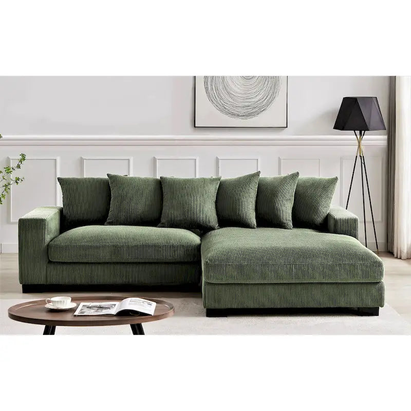 Us Pride Furniture Payan - Canapé sectionnel en L en velours côtelé de 102,4 po de large