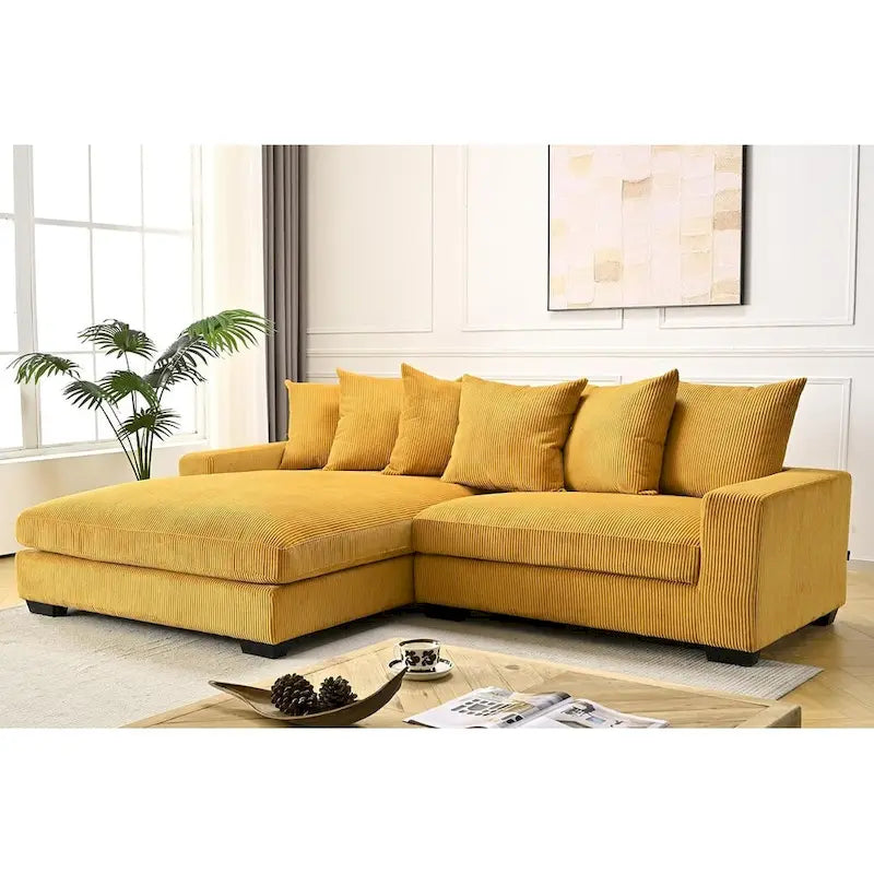 Us Pride Furniture Payan - Canapé sectionnel en L en velours côtelé de 102,4 po de large