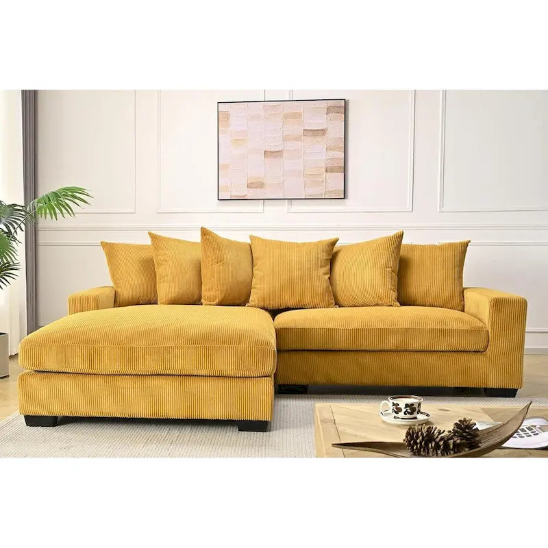 Us Pride Furniture Payan - Canapé sectionnel en L en velours côtelé de 102,4 po de large