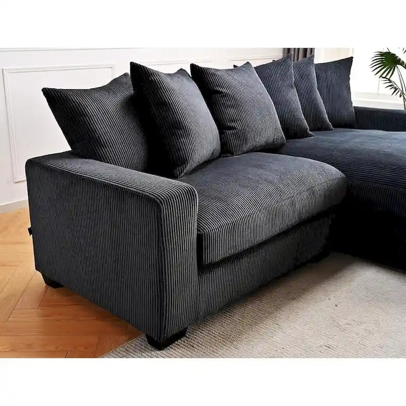 Us Pride Furniture Payan - Canapé sectionnel en L en velours côtelé de 102,4 po de large