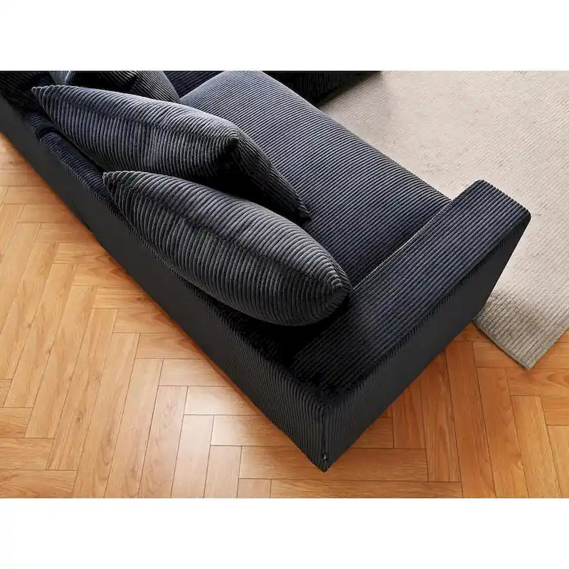 Us Pride Furniture Payan - Canapé sectionnel en L en velours côtelé de 102,4 po de large