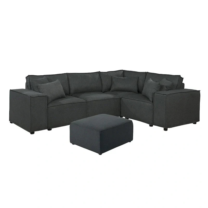 Canapé sectionnel modulable avec ottoman
