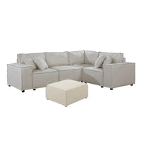 Canapé sectionnel modulable avec ottoman