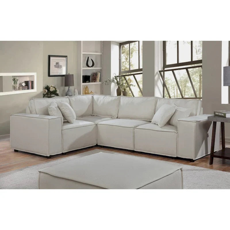 Canapé sectionnel modulable avec ottoman