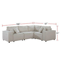Canapé sectionnel modulable avec ottoman